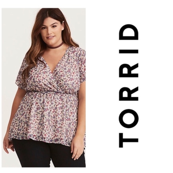 torrid Tops - Torrid Lavender Floral Print Chiffon Babydoll Top